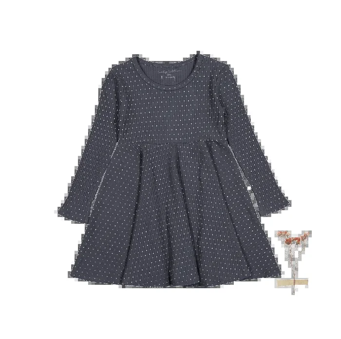 The Printed Long Sleeve Dress – Steel Dot