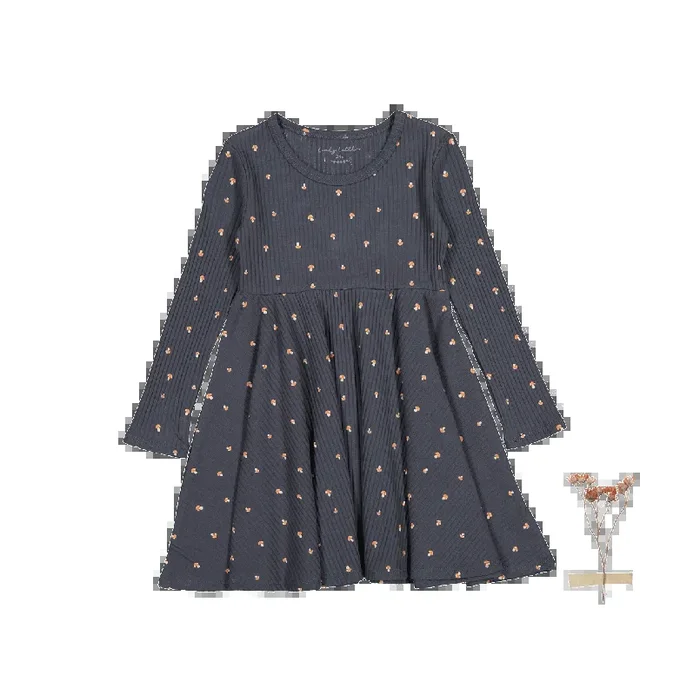 The Printed Long Sleeve Dress – Steel Mushroom