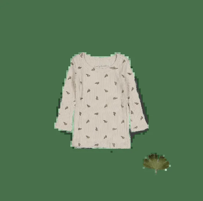 The Printed Long Sleeve Tee – Sand Leaf