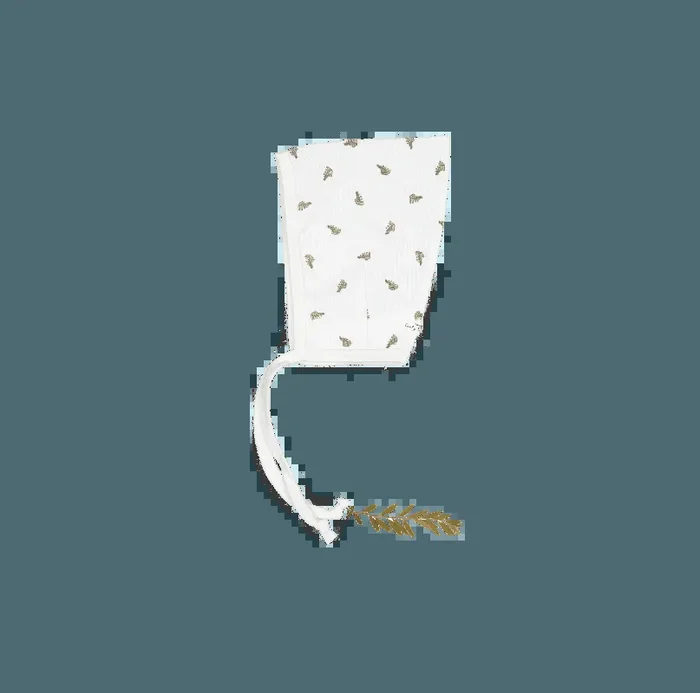 The Printed Pixie Bonnet – White Leaf