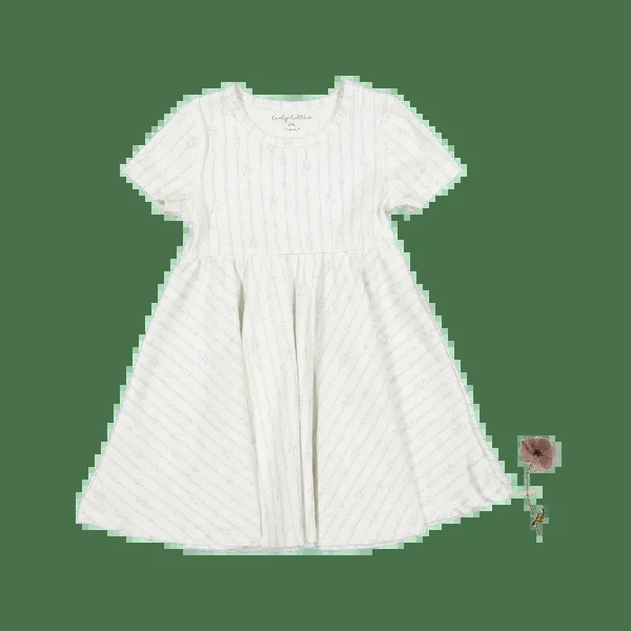The Printed Short Sleeve Dress – Linear Leaf