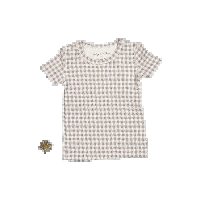 The Printed Short Sleeve Tee – Taupe Gingham