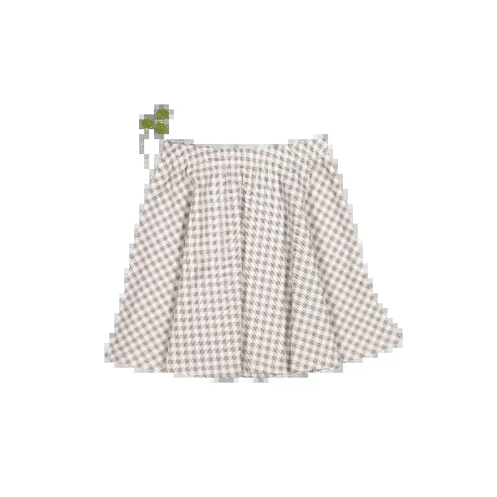 The Printed Skirt – Taupe Gingham