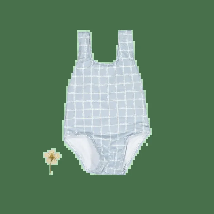 The Printed Swimsuit – Blue Grid