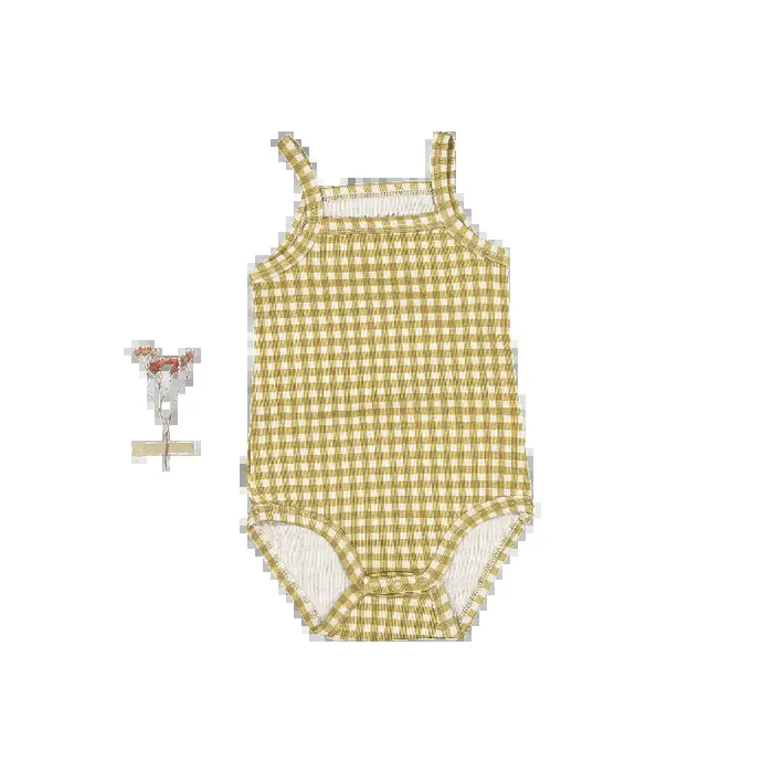 The Printed Tank Onesie – Golden Gingham