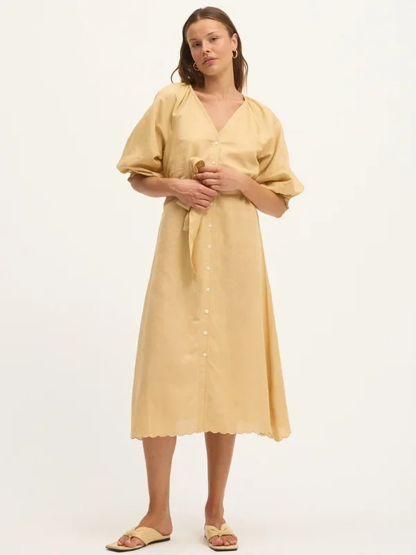 Theresa Midi Dress in Warm Sand
