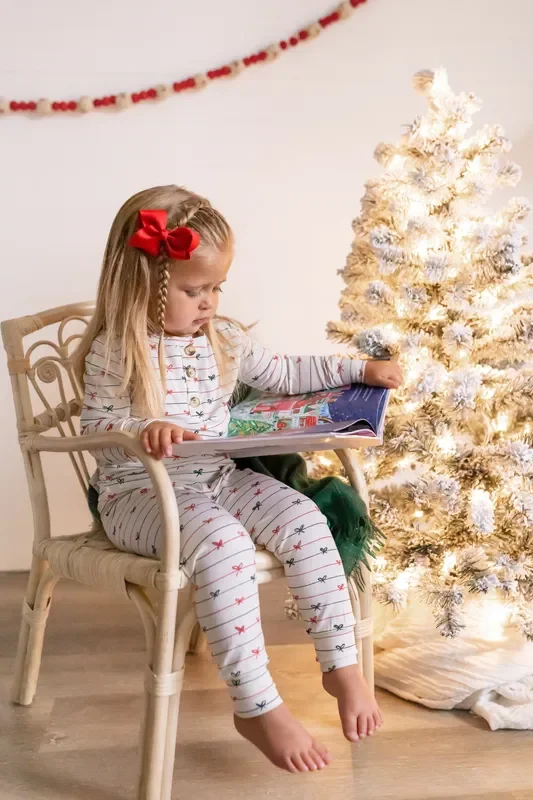 Tied With A Bow Christmas 2pc Henley Bamboo Pajamas