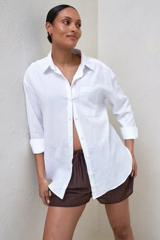 Timeless Relaxed Linen Shirt – White