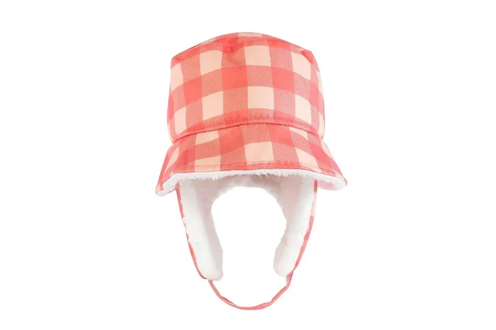 Toddler/kids Winter Bucket Hat – Pink Buffalo Check
