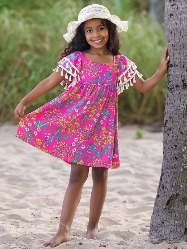 Tropical Blossom Tassel Dress