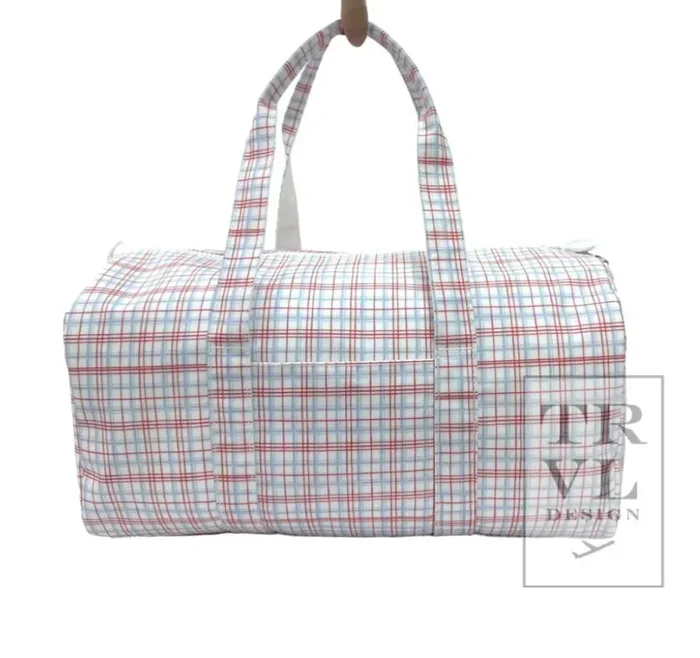 TRVL Classic Red Plaid Weekender Duffel Bag