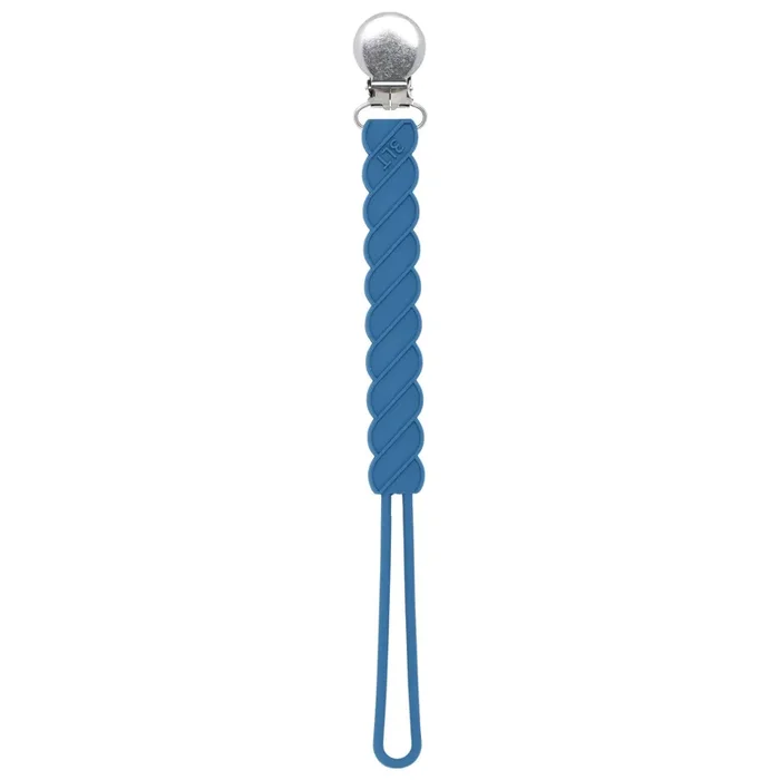 Twist Blue All Silicone One Piece Pacifier Clip