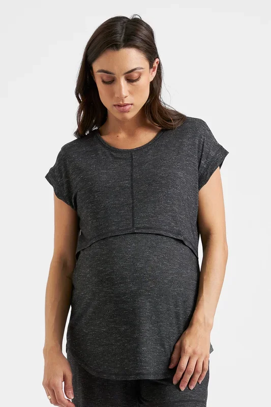 Umstands- und Still-Pyjama-Shirt anthrazit