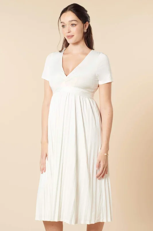 Umstands- und Stillbrautkleid mit Plisseerock