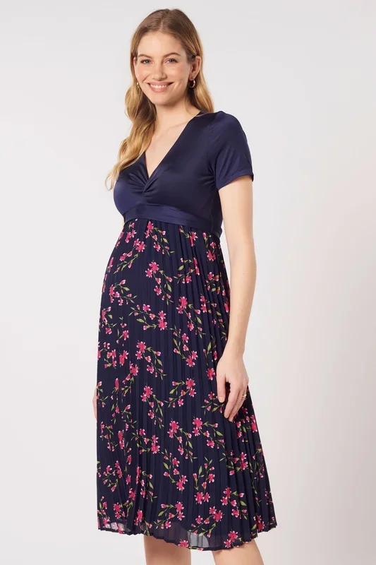Umstands- und Stillkleid mit Plisseerock Flower Print