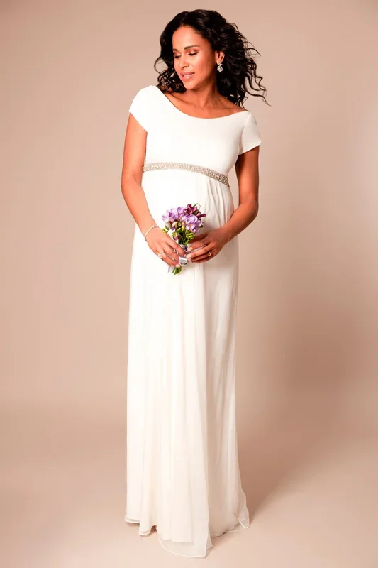 Umstandsbrautkleid aus Seiden-Chiffon lang