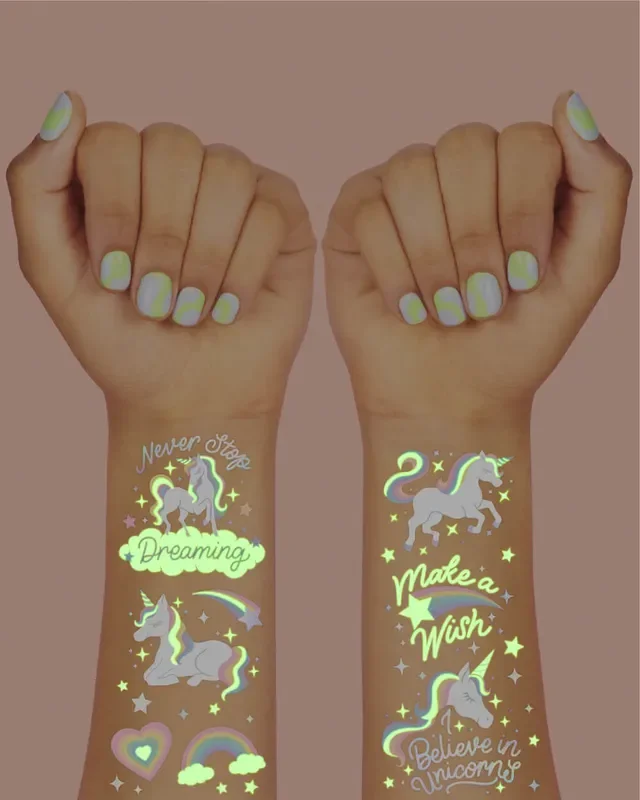 Unicorn Glo Tats – 46 Foil Temporary Tattoos