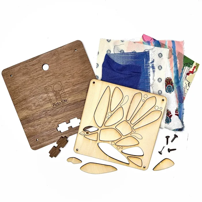 Upcycled Fabric & Wood Art Kit – Bird