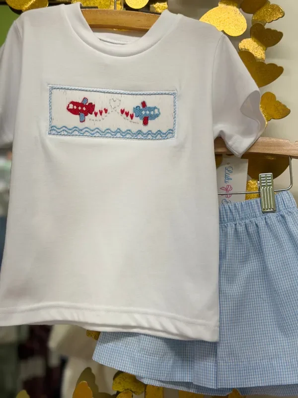 Valentine’s Airplane Boy Short Set