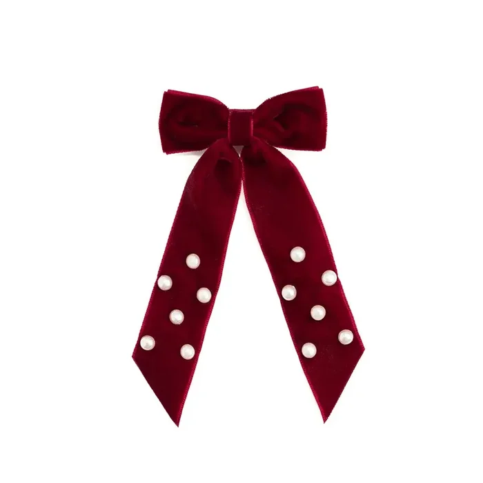 Velvet Coquette Bow Clip | Ruby Red