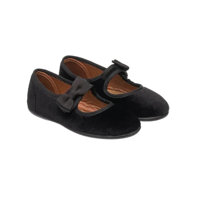 Velvet Suede Bow Mary Jane – Black