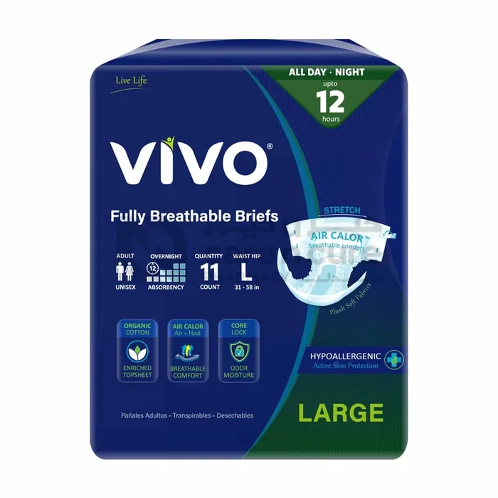 VIVO Adult Diapers Large 12 hour, 11 Pieces (Breathable & Hypoallergenic)