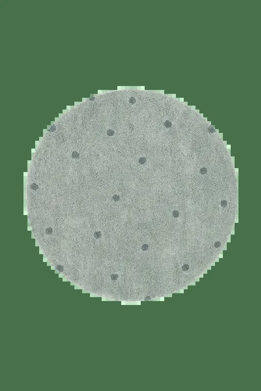 Washable Rug Round Dot Blue Sage – Mushroom hunt