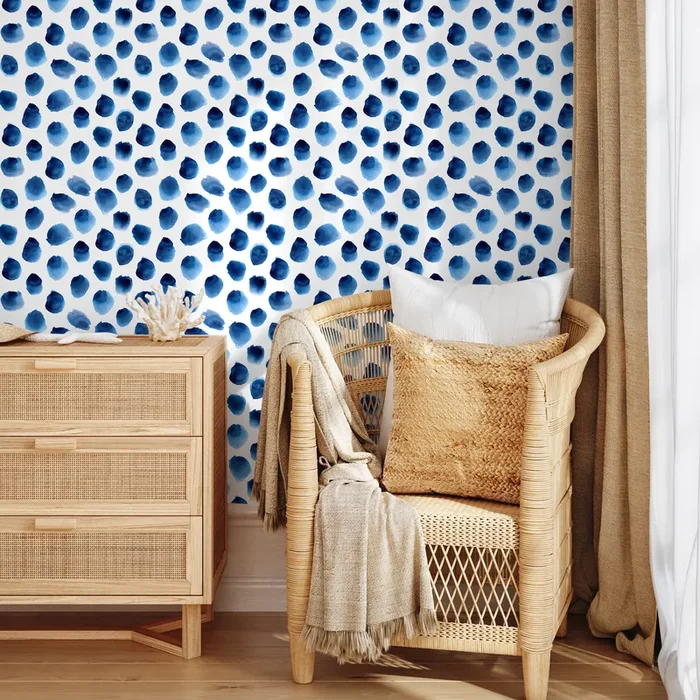 Watercolor Wallpaper Featuring Watercolor Dots In Blue – D934