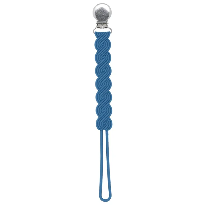 Waverly Blue All Silicone One Piece Pacifier Clip