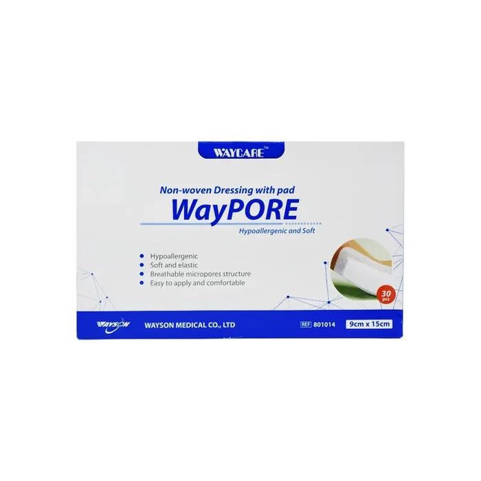 Waycare Adhesive,Non Woven Dressing With Absorbent Pads 9 X 15 Cm 30 Pieces