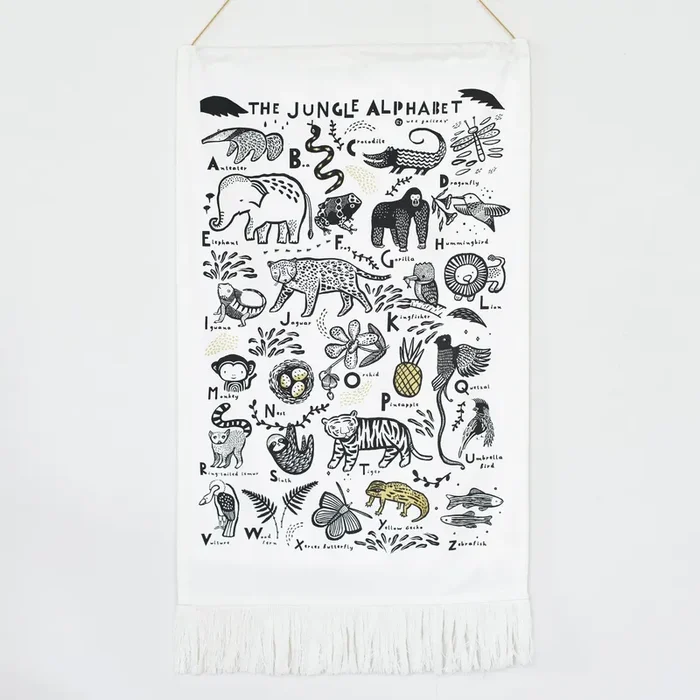 Wee Gallery Eco-Friendly Jungle Alphabet Printed Poster Tapestry Nursery Kids’ Room Decor