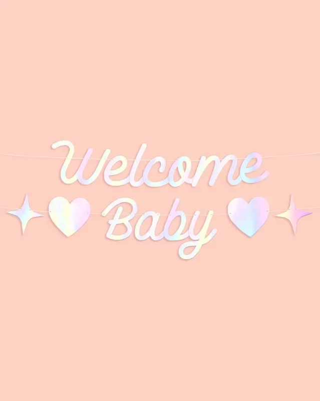 Welcome Baby Banner – Iridescent Foil Banner