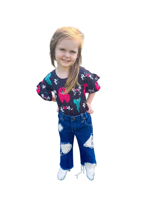 Western Bows Ruffle Top