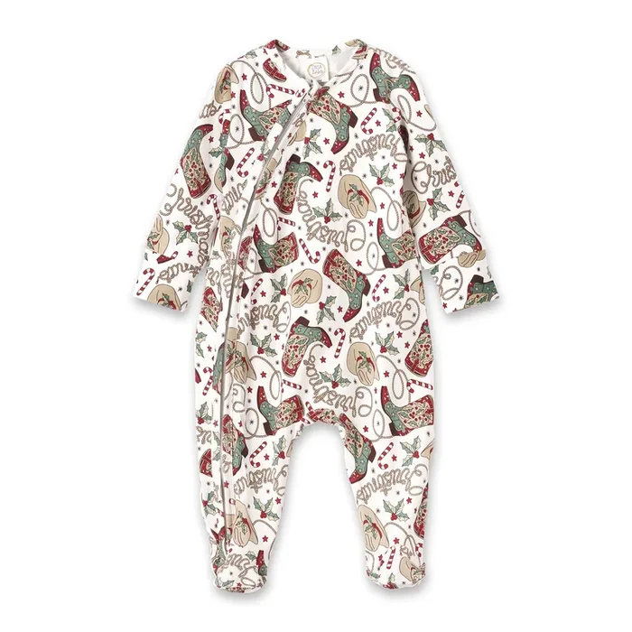 Western Christmas Baby Bamboo Zipper Romper – Cowboy Holiday