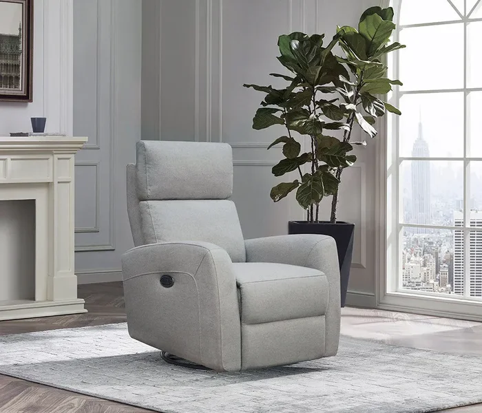 Westwood Jordan Glider – Triple Power – Lumbar – Headrest- Recline with USB in Fog