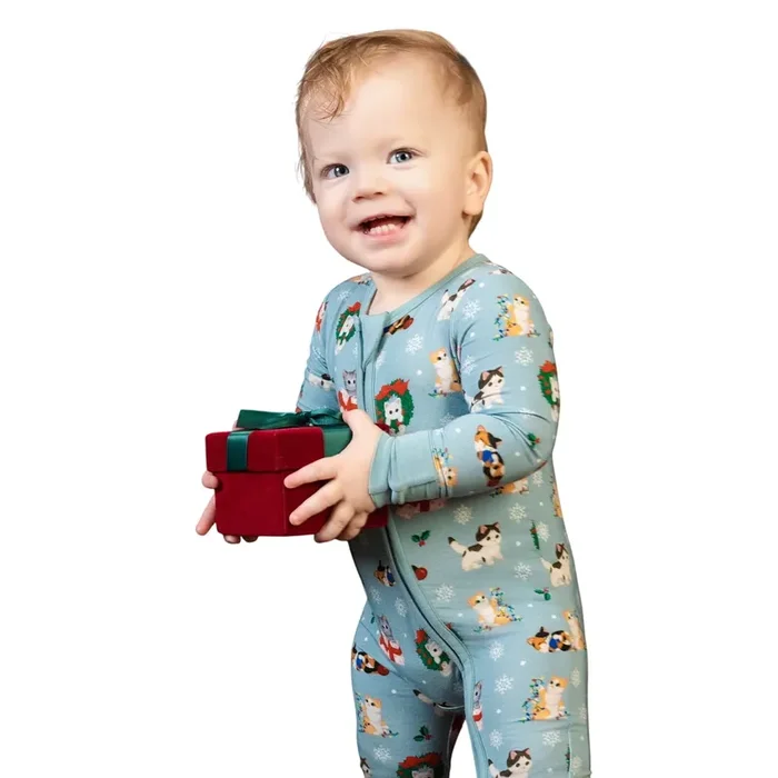 Whisker Wonderland Christmas Kittens Bamboo One Piece Zippy Pajamas