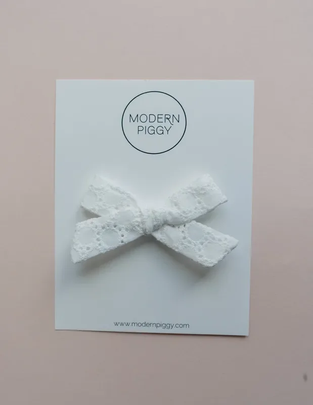 White Eyelet | Hand-tied Bow