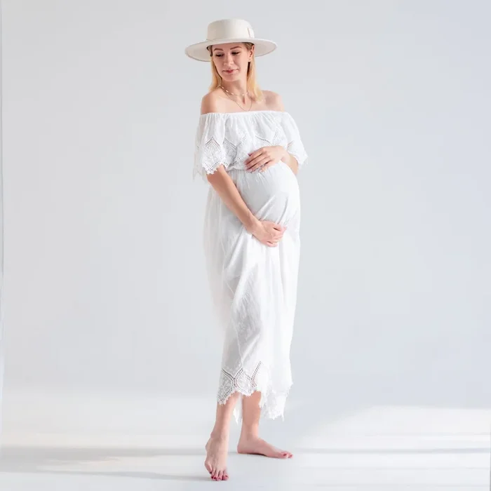 White Maternity Maxi Dress