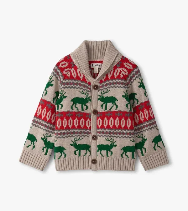 Winter Elk Shawl Collar Cardigan