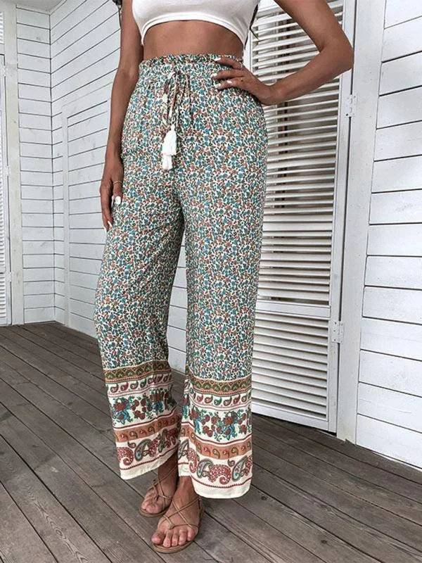 Women’s Bohemian Print Wide Leg Trousers