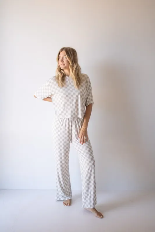 Women’s Boxy Tee Lounge Set | Checkerboard
