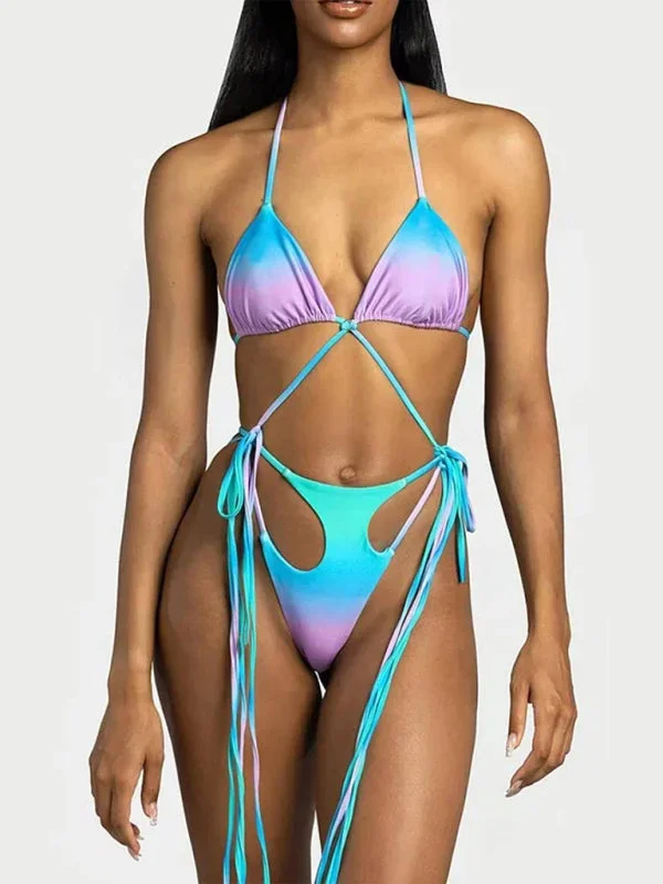 Women’s Gradient Strappy Cut Out Minimal Swimsuit