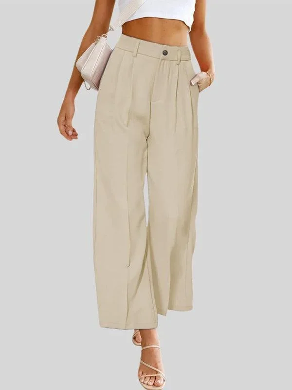 Women’s High Waist Wide Leg Trousers With Pockets