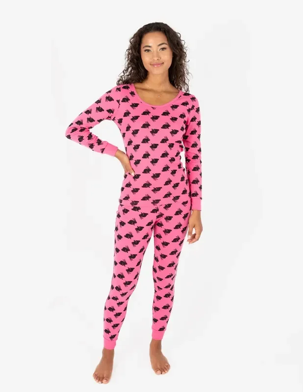Women’s Hot Pink Cotton Bunny Pajamas