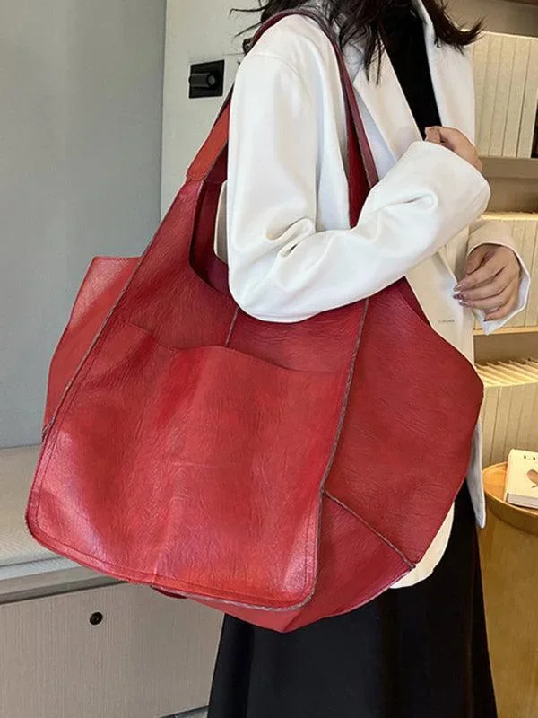Women’s Large Soft PU Leather Shoulder Tote Bag