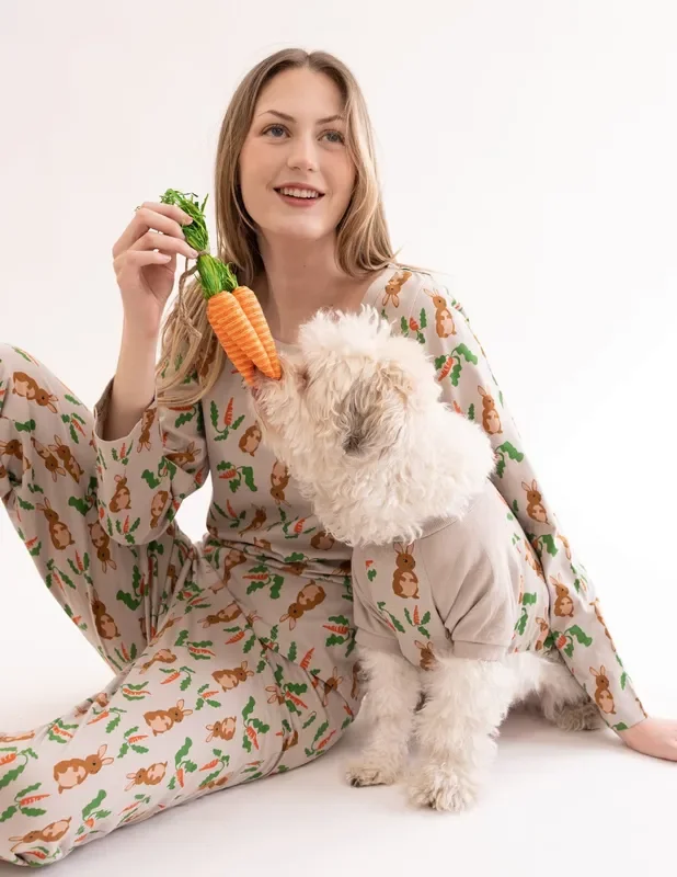 Women’s Loose Fit Beige Rabbit Pajamas