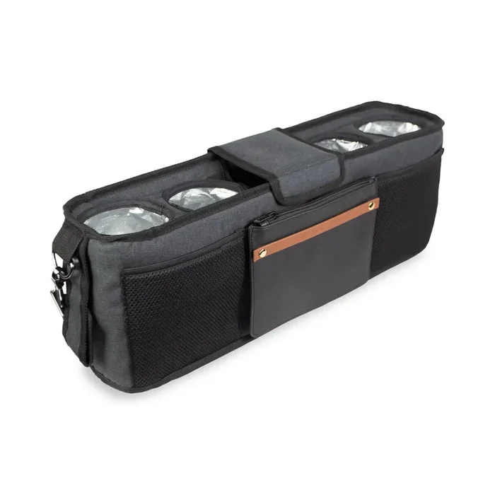 WonderFold Parent Console with 4 Insulated Cup Holders – Black