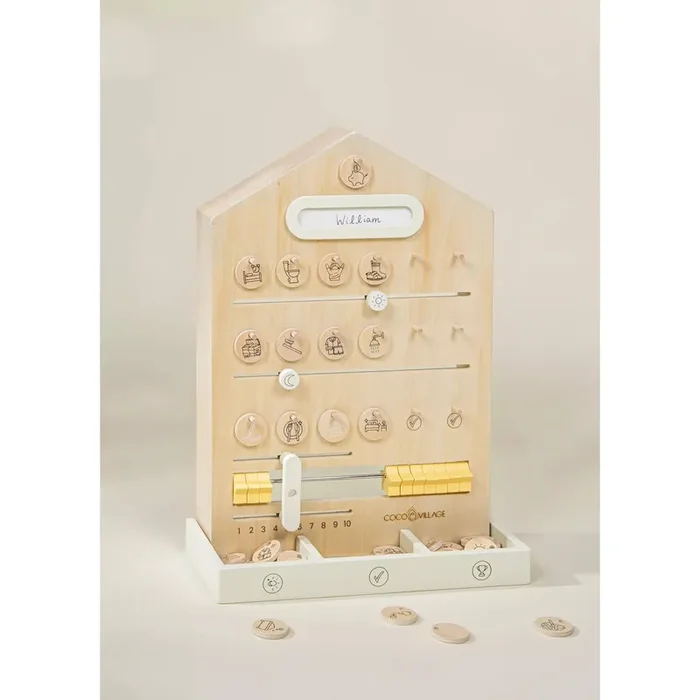 Wooden Routine, Tasks and Rewards Board for Kids 3-in-1