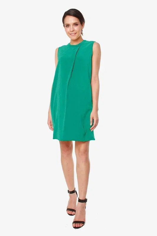Woven Sleeveless Claude High Neck Nursing Dress Green