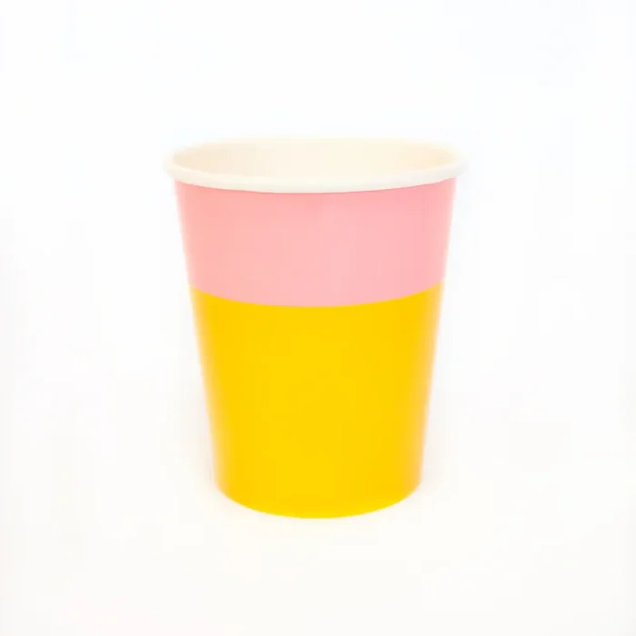 Yellow And Light Pink Color Block Cup